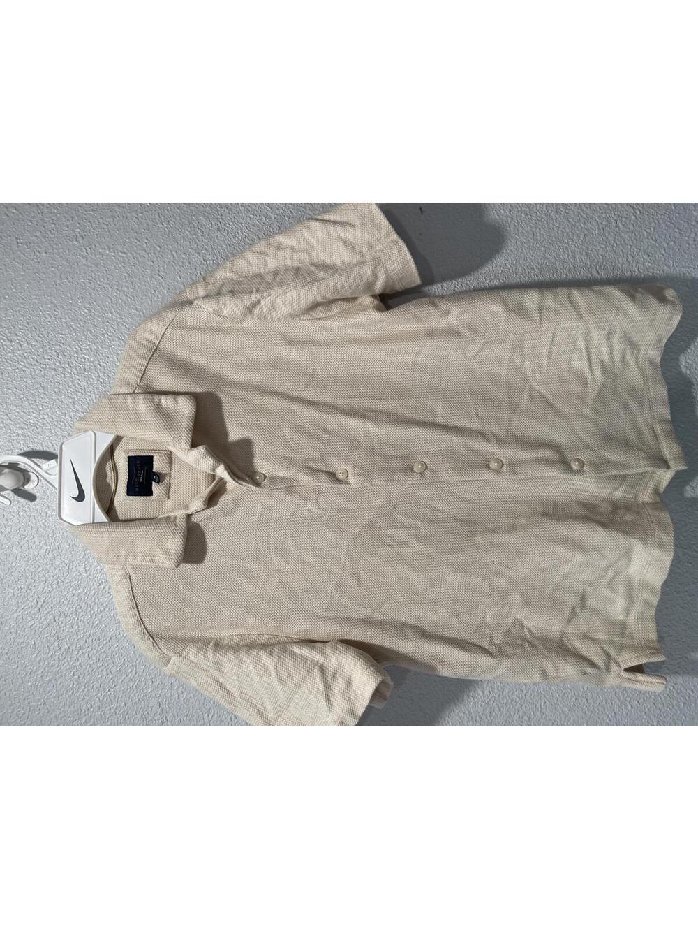 Marc Asher Cream Knit Short Sleeve Polo Shirt Medium
